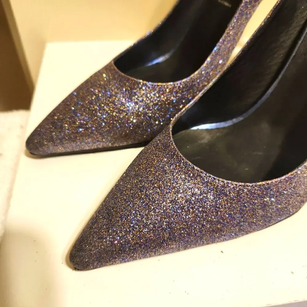 Jeffrey Campbell Purple Glitter Stiletto Pumps sz.9 Ret. $179 Worn once!